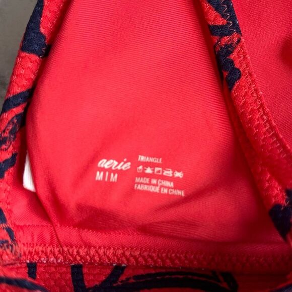 NWT Aerie Hot Pink/Coral Red Triangle bikini Top Medium w/ built in padding - Picture 7 of 10